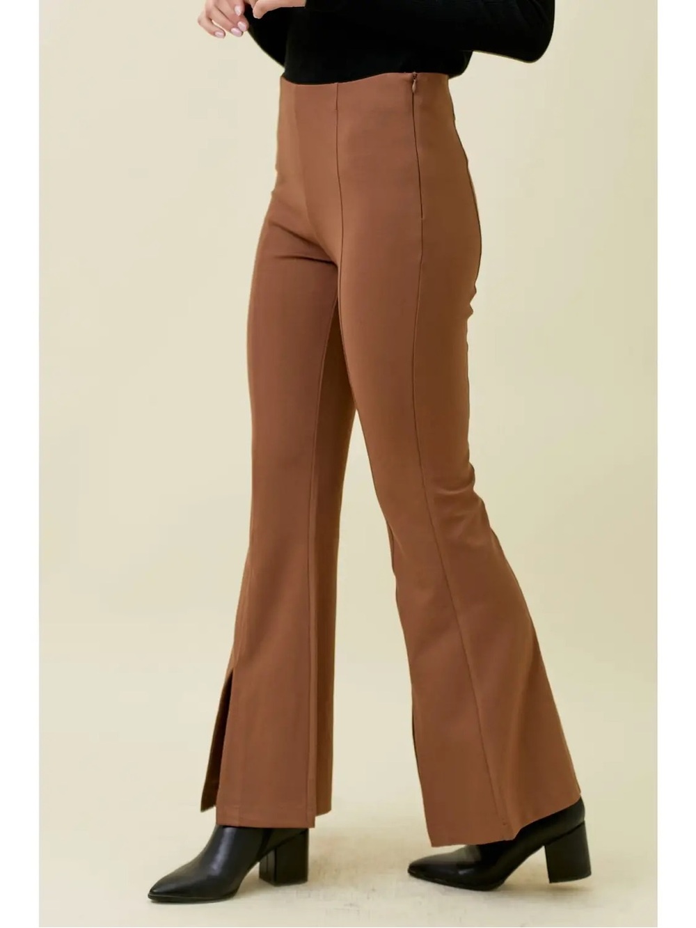 (619) Front Slit Pants - NWT - Brown